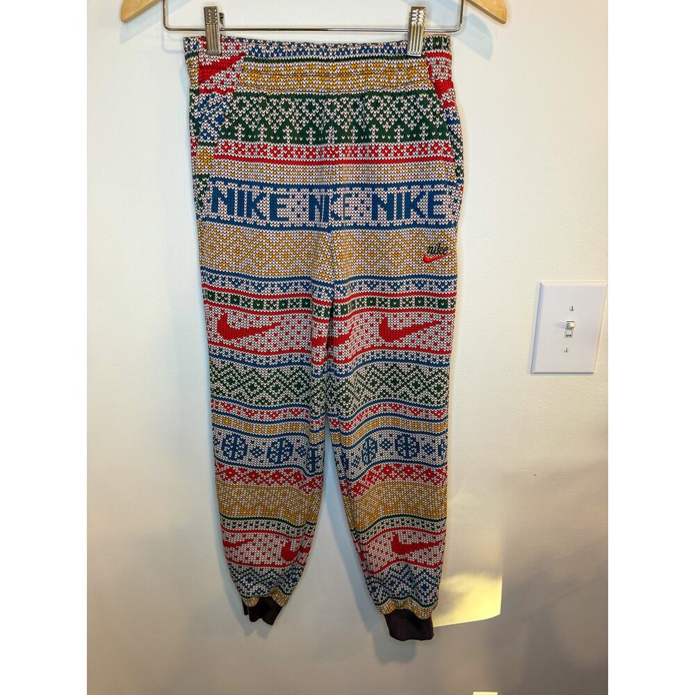 Nike Fair Isle Knit Print Jogger Sweatpants Holiday Lounge Pants Medium
